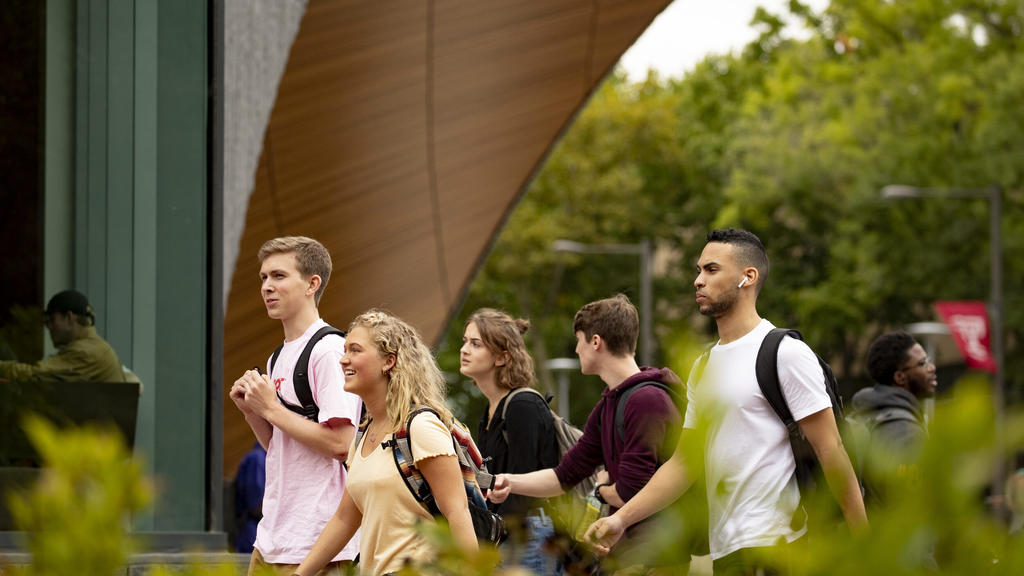 Students walking on campus